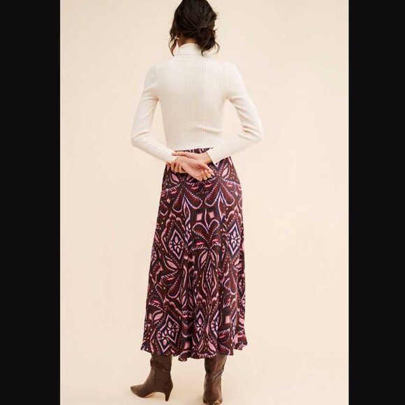 L Farm Rio Pineapple Ikat a-line midi skirt - Picture 3 of 10